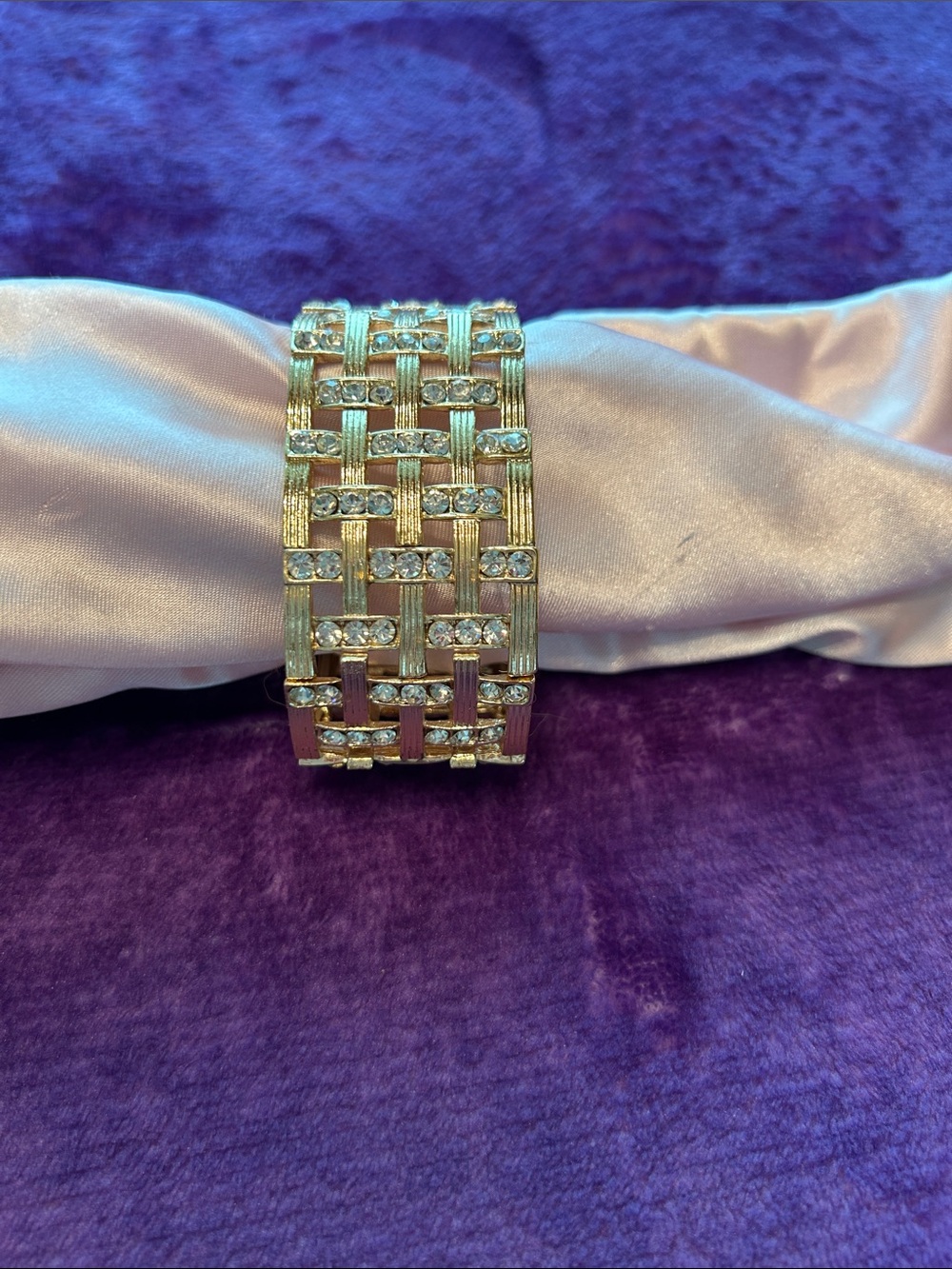 Gold-Tone Crystal Woven Bracelet